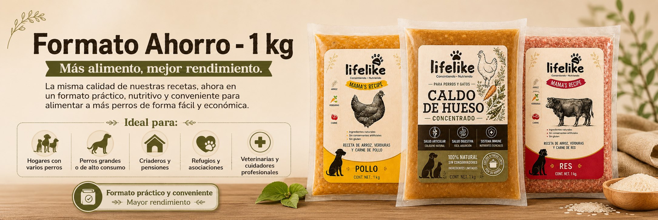 Formato Ahorro 1 kg — más alimento, mejor rendimiento