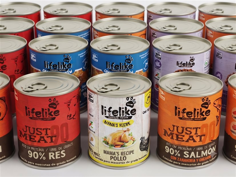 Variedad de latas Lifelike surtidas: Just Meat 90, Mama's Recipe, Grandma's Stew y Chunky Bites
