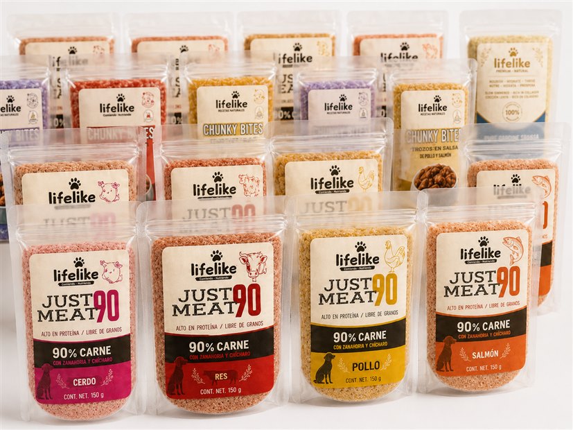 Pouches Lifelike surtidos: Grain Free, Just Meat 90 y Chunky Bites