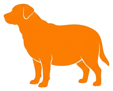 Silueta de perro con sobrepeso