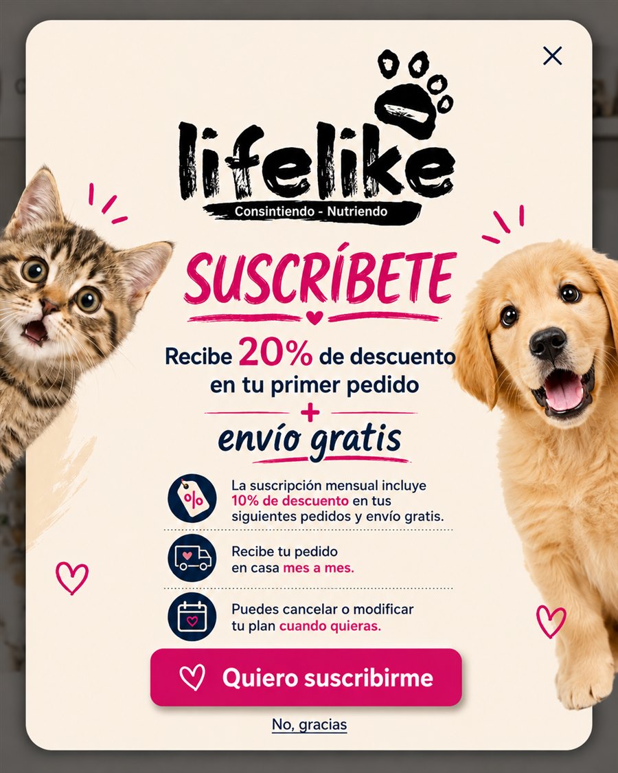 Suscríbete: 20% de descuento en tu primer pedido + envío gratis